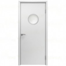 Влагостойкая дверь ПВХ Etadoor ДГ Белый с иллюминатором